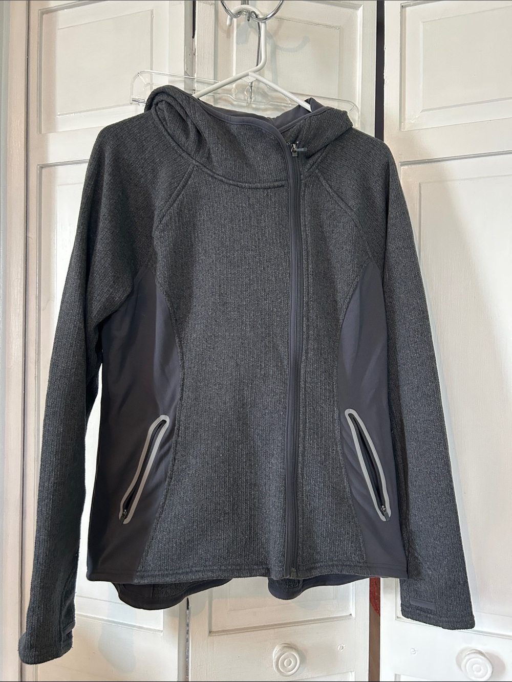 Athleta Charcoal Hooded Full-Zip Utility Jacket Size XL